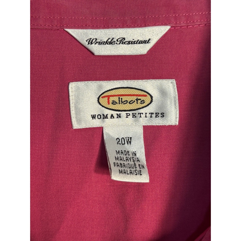 Talbots Women's Petites 20W Wrinkle Resistant Button Up Shirt 100% Cotton Pink - Picture 3 of 9